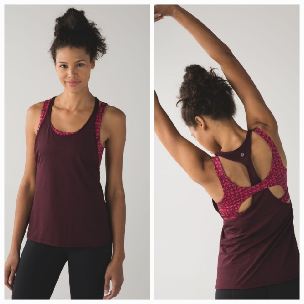 Lululemon All Sport Support Tank Size 4 Bordeaux Drama Mountain Peaks